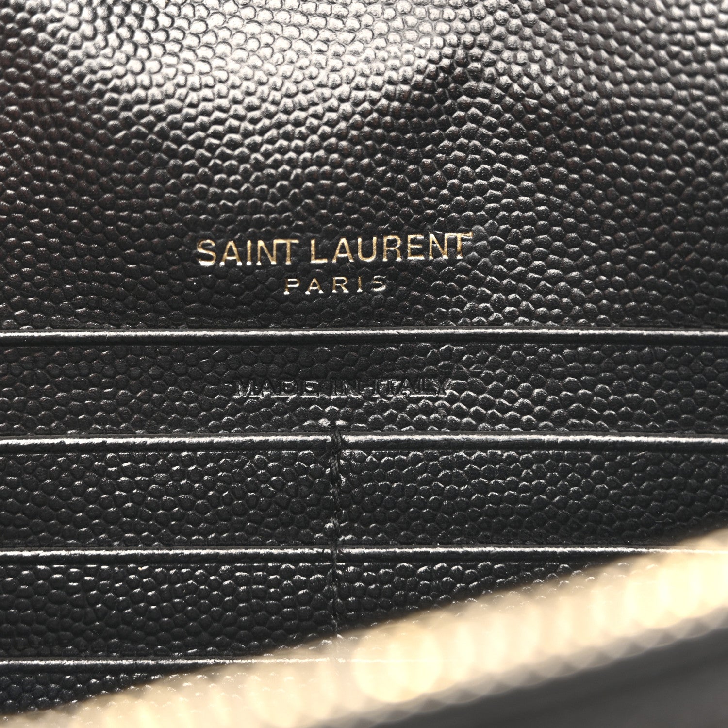 Saint Laurent Grain De Poudre Matelasse Chevron Monogram Envelope Chain Wallet Black 6 of 15