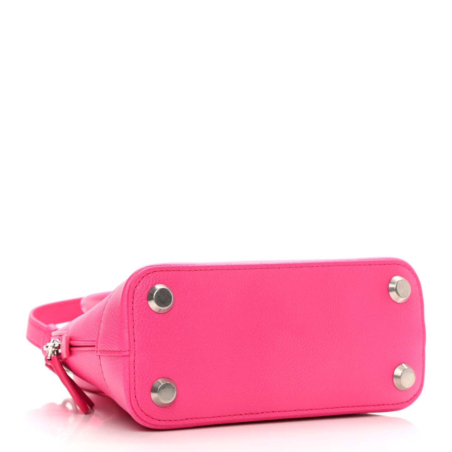 Grained Calfskin Logo XXS Ville Top Handle Bag Acid Fuchsia Black