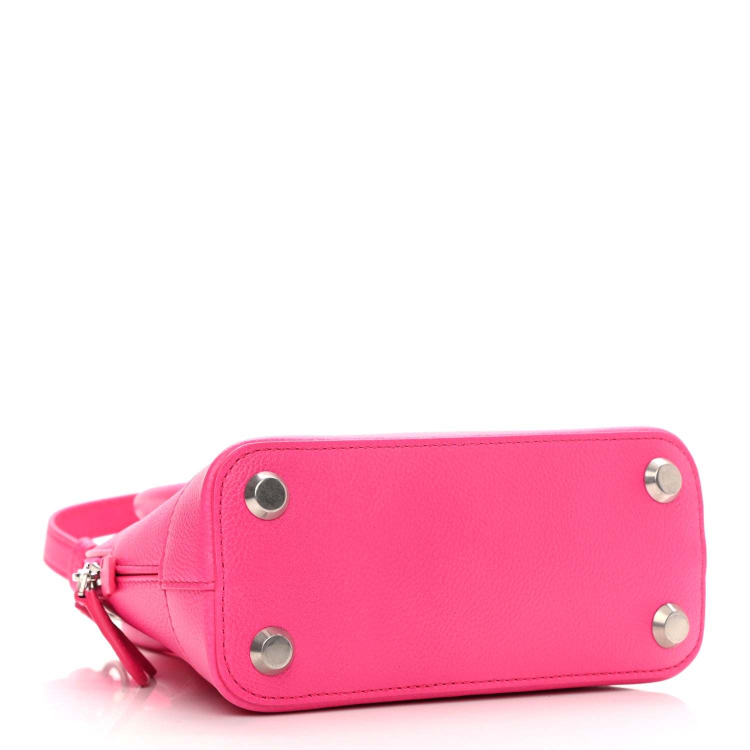 Balenciaga Grained Calfskin Logo XXS Ville Top Handle Bag Acid Fuchsia Black 4 of 10