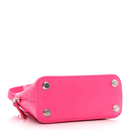 Balenciaga Grained Calfskin Logo XXS Ville Top Handle Bag Acid Fuchsia Black 4 of 10