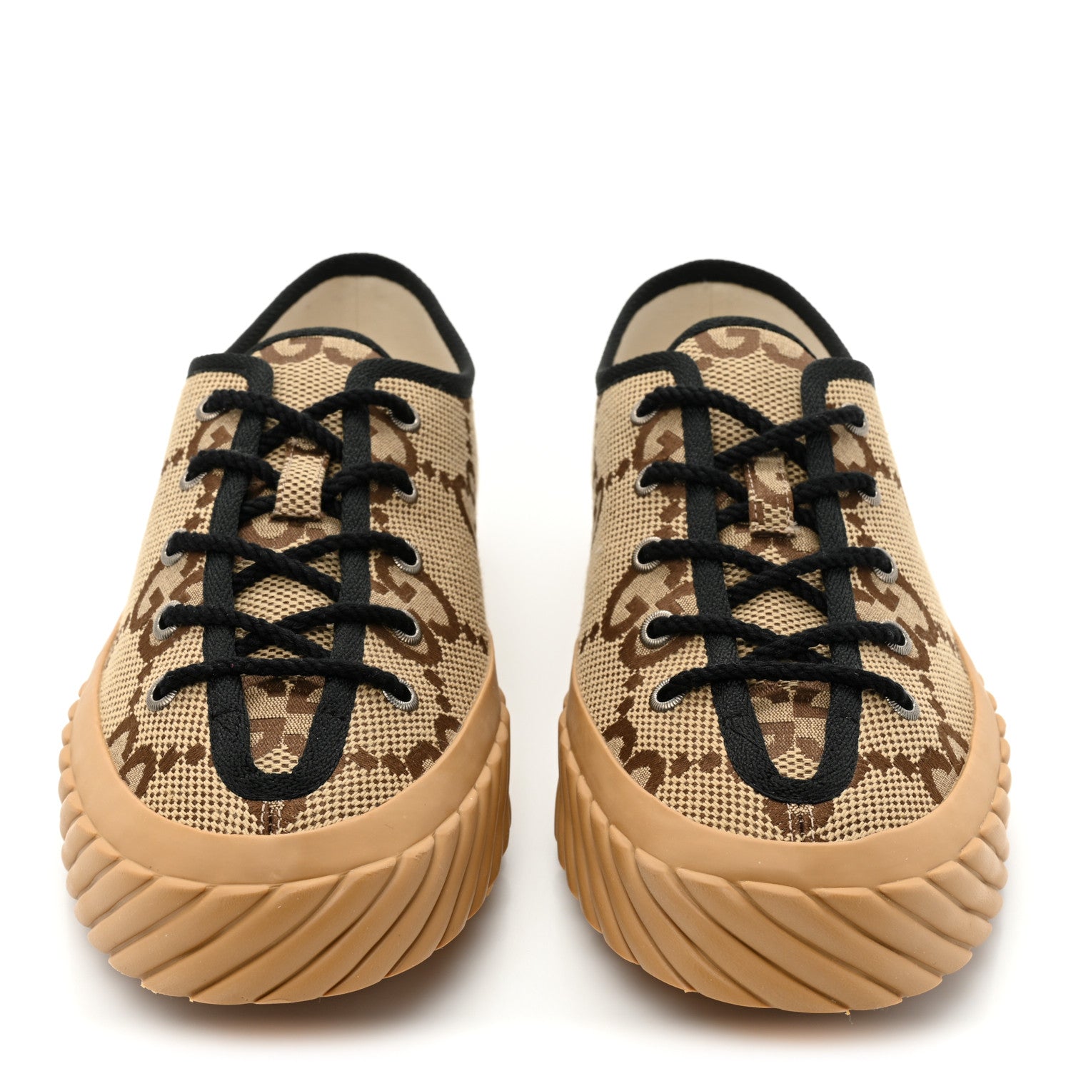 ✨オシャレなGG柄✨ GUCCI オープントゥミュール ベージュ/ブラック Gucci Monogram Jumbo GG New Lace Papin Mens Tortuga Low Top