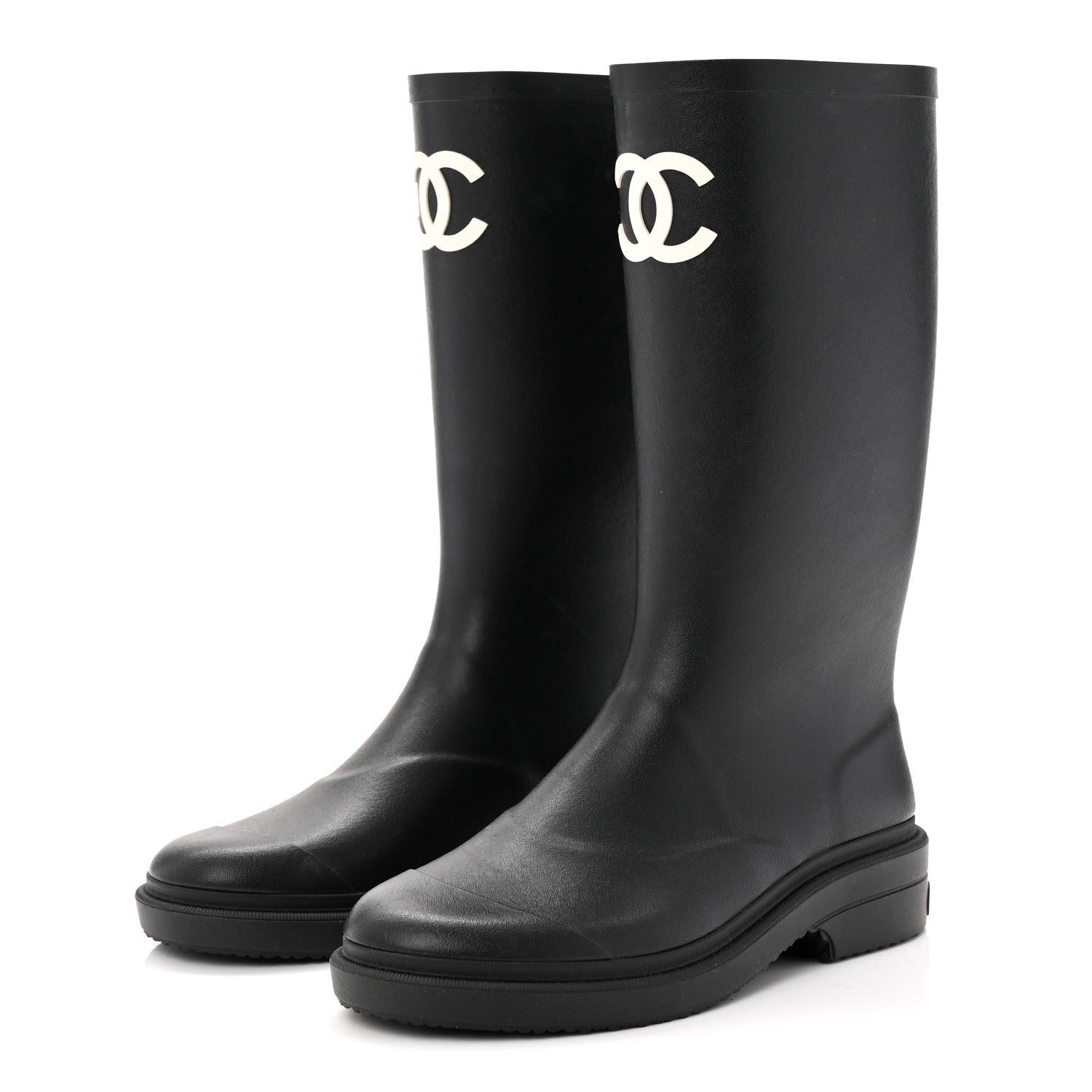 Chanel Caoutchouk CC High Boots 37 Black 3 of 10