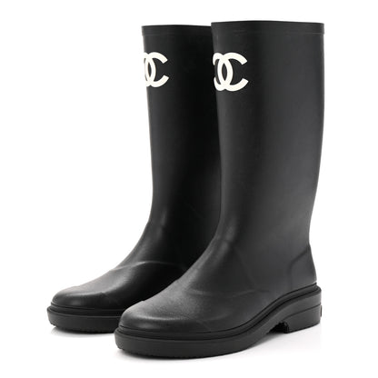 Chanel Caoutchouk CC High Boots 37 Black 3 of 10