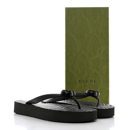 Gucci Rubber Chevron Womens GG Thong Sandals 40 Black 8 of 8