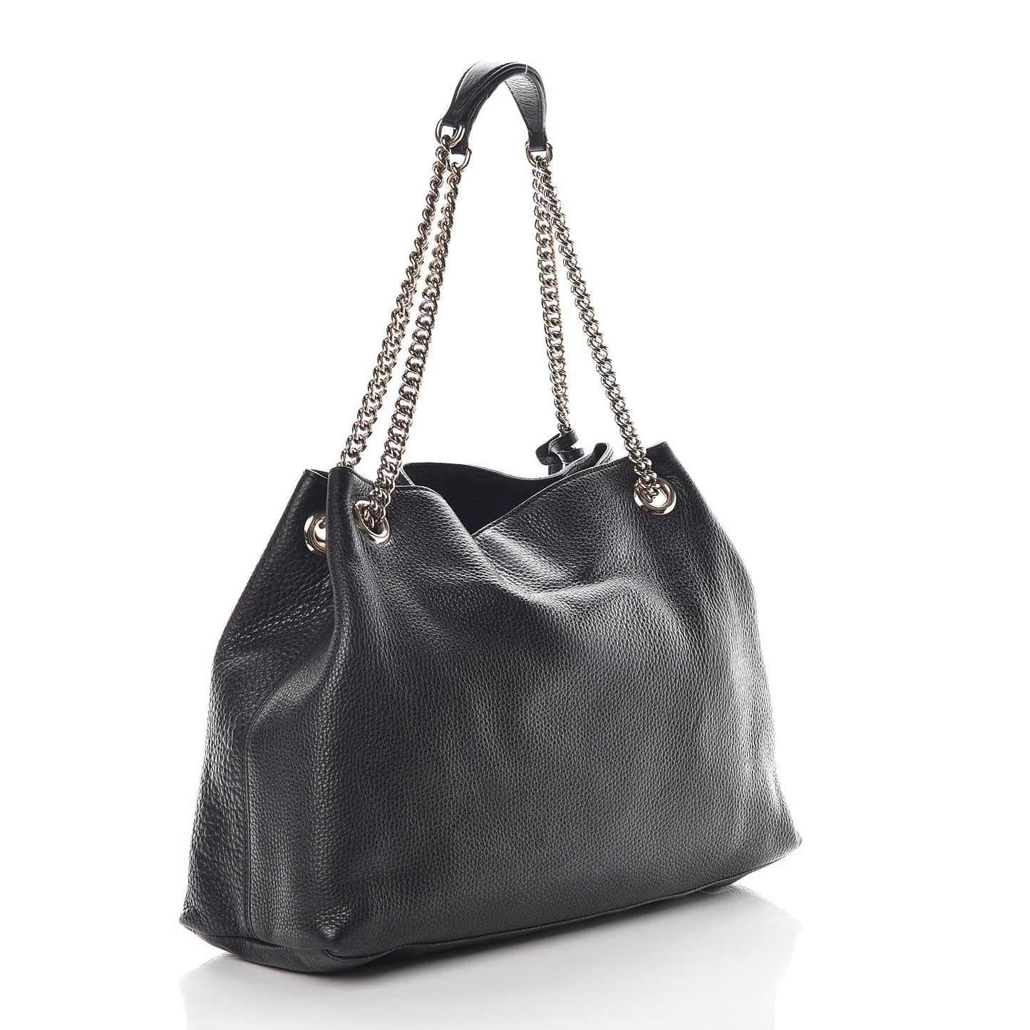 Pebbled Calfskin Medium Soho Chain Shoulder Bag Black