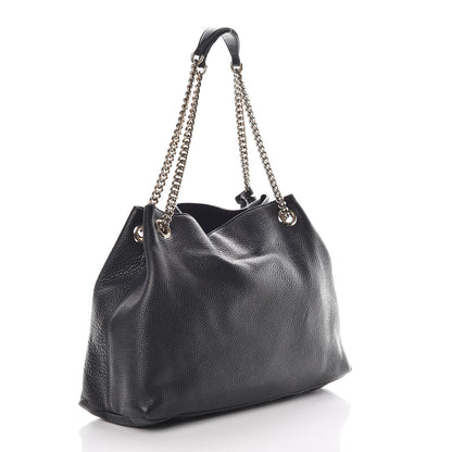Gucci Pebbled Calfskin Medium Soho Chain Shoulder Bag Black 3 of 14