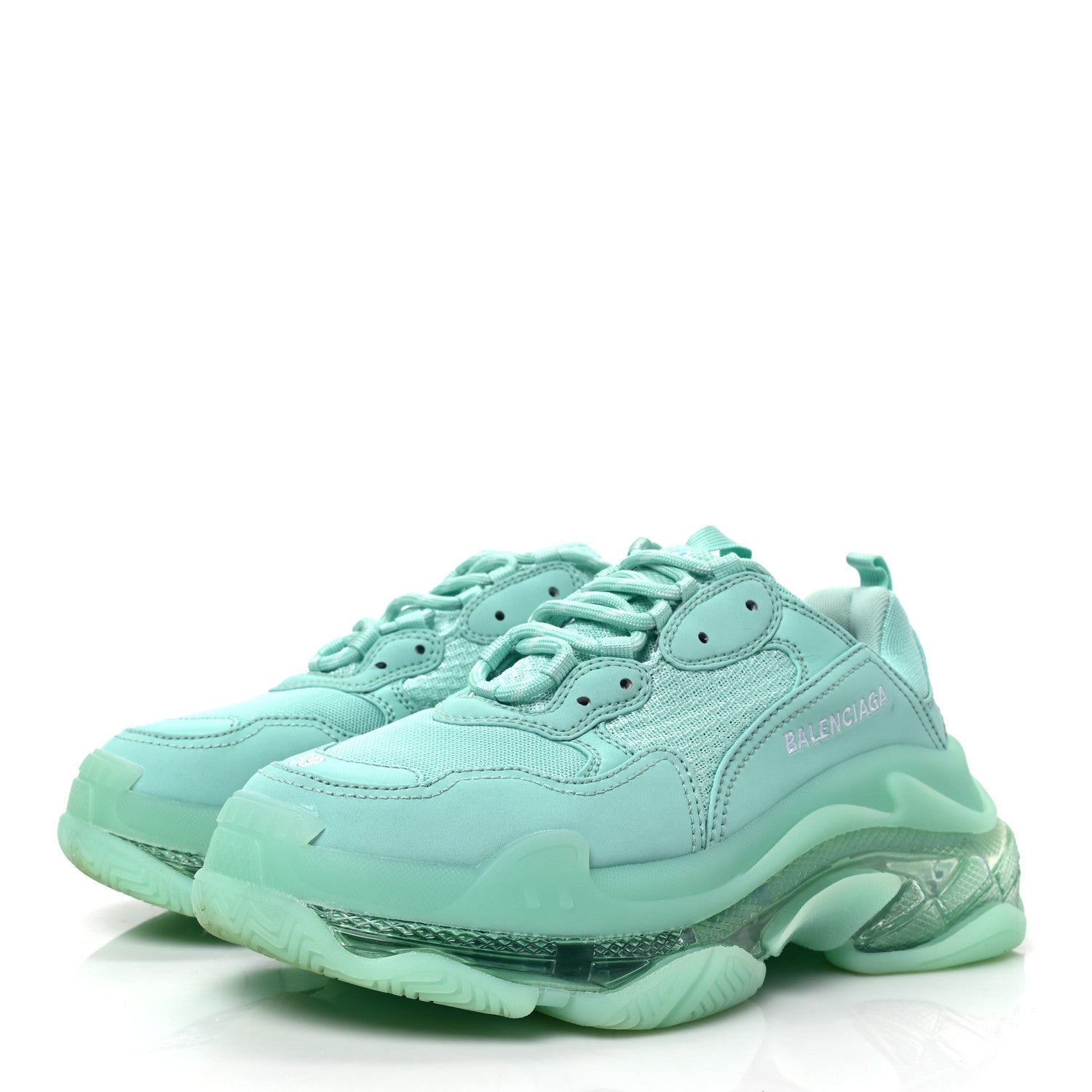 Balenciaga Fabric Mesh Clear Sole Womens Triple S Sneakers 39 Mint 3 of 6