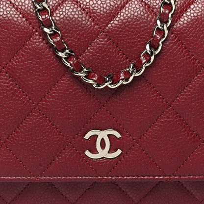 Chanel Caviar Quilted Wallet on Chain WOC Burgundy 9 of 11