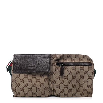 Gucci GG Monogram Double Pocket Belt Bag Dark Brown 1 of 4