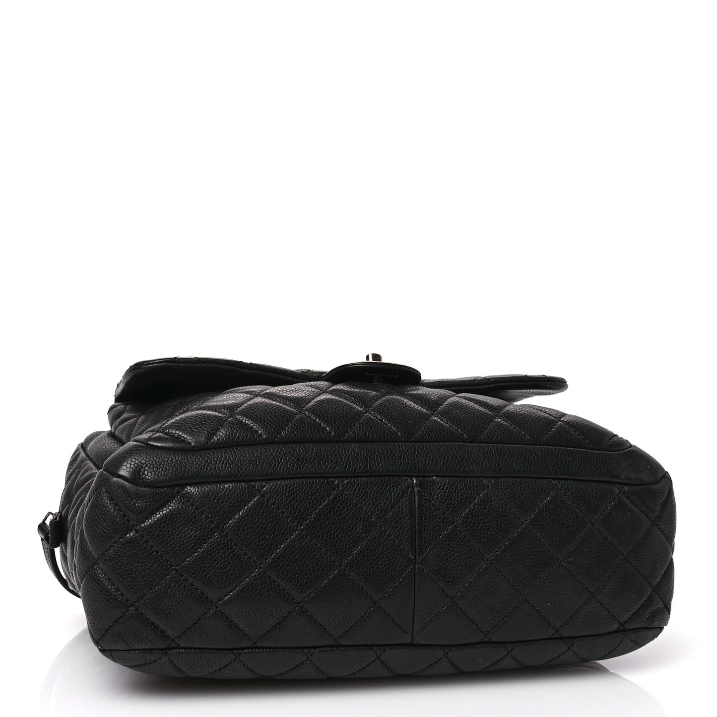 Caviar Quilted Travel Flap Tote Black