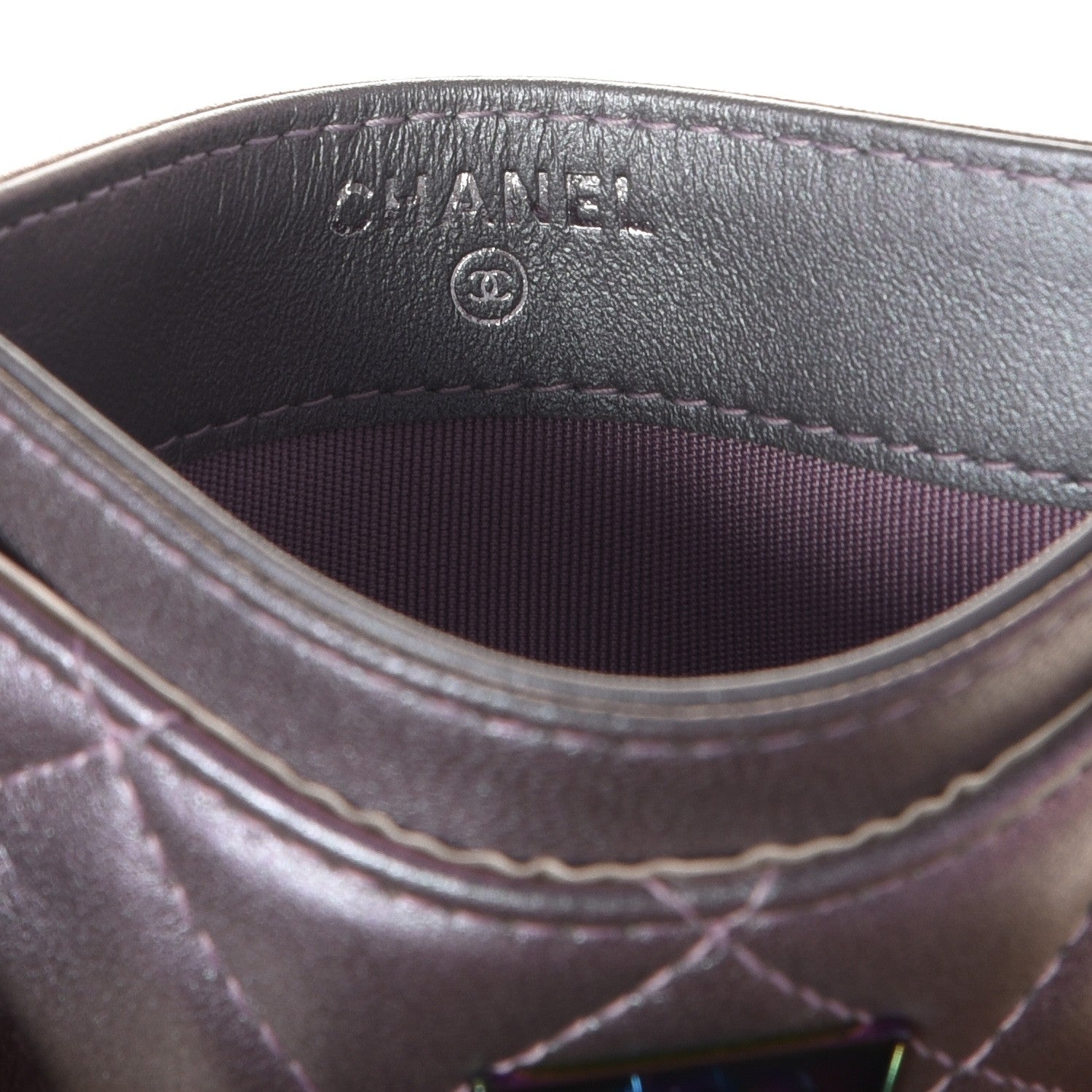 Chanel Iridescent Lambskin Quilted Reissue Card Holder Light Purple 6 of 9