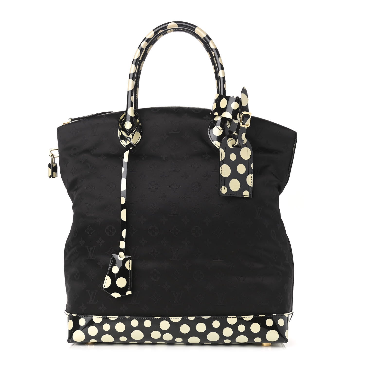 Louis Vuitton Nylon Kusama Infinity Dots Lockit Vertical MM Black White 1 of 11
