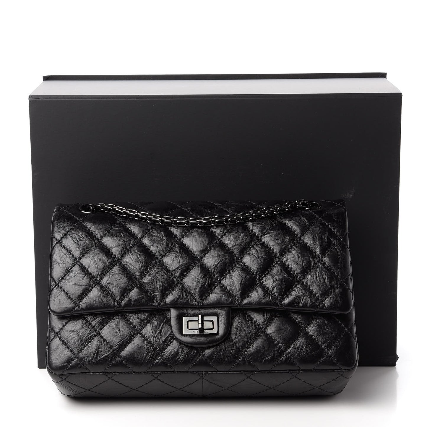 Aged Calfskin Quilted 2.55 Reissue 226 Flap So Black