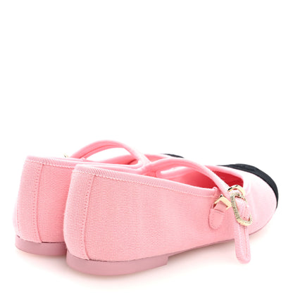 Chanel Fabric Grosgrain Mary Jane Flats 38 Light Pink Black 4 of 8