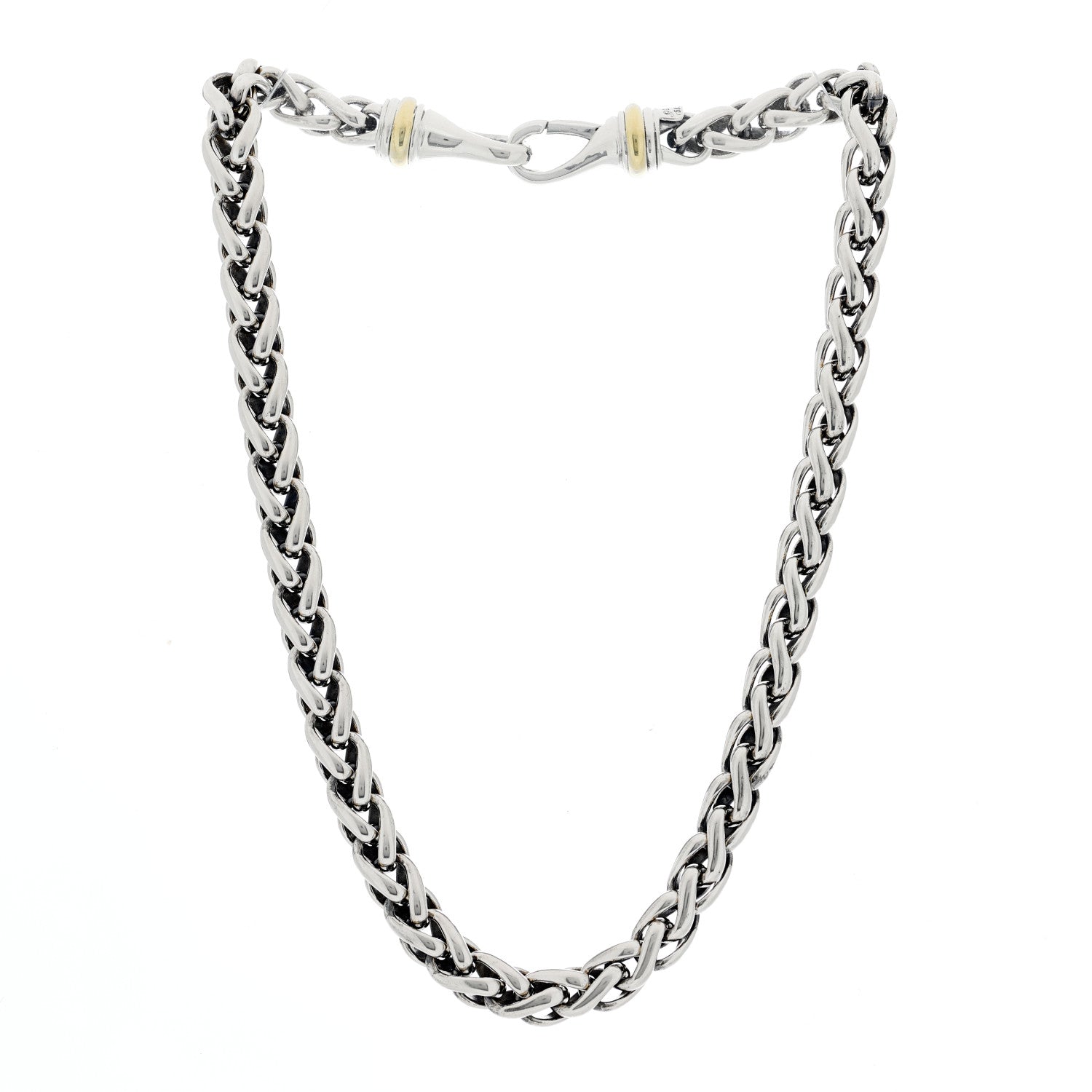 David Yurman Sterling Silver 14K Yellow Gold 8mm Wheat Chain Necklace 2 of 4