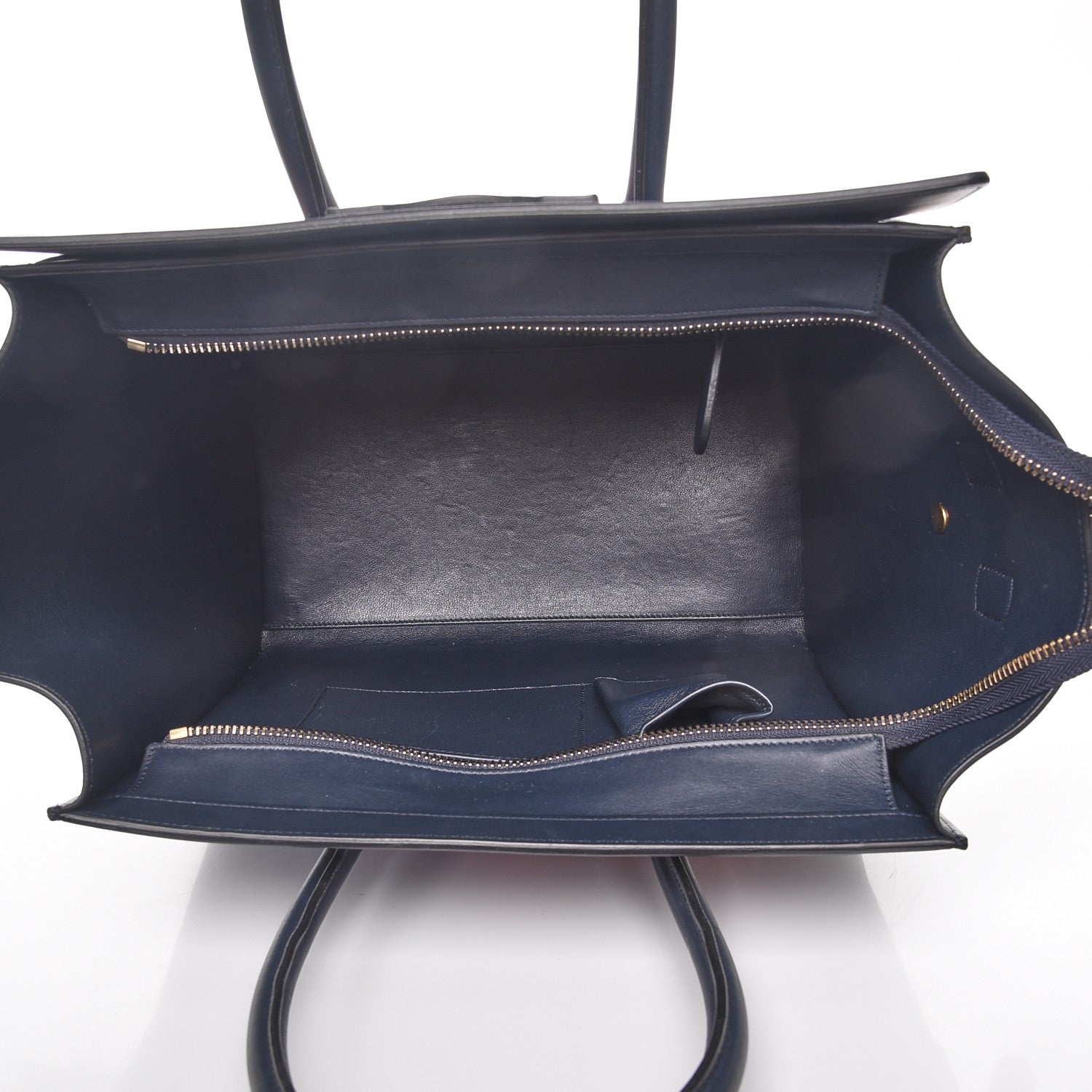 Celine Smooth Calfskin Striped Cotton Canvas Mini Luggage Navy Blue 5 of 15