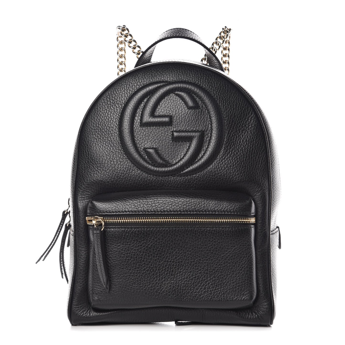 Pebbled Calfskin Soho Chain Backpack Black
