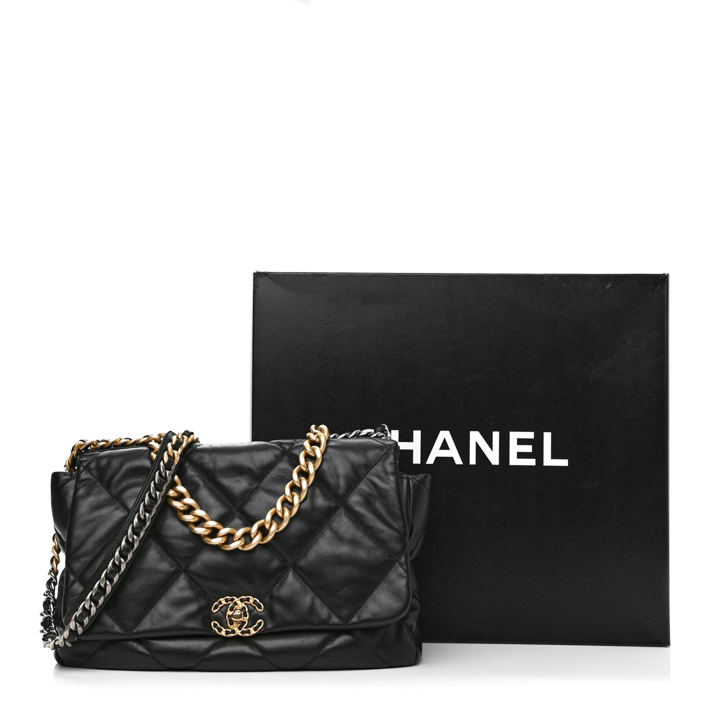 Goatskin Quilted Maxi Chanel 19 Flap Black