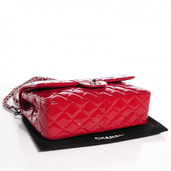 Chanel Patent Jumbo Double Flap Dark Red 4 of 8