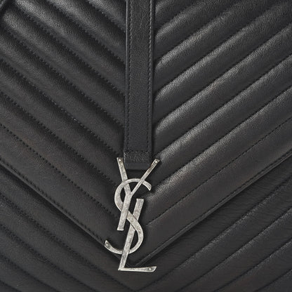 Saint Laurent Sheepskin Matelasse Chevron Monogram Large College Satchel Black 9 of 9