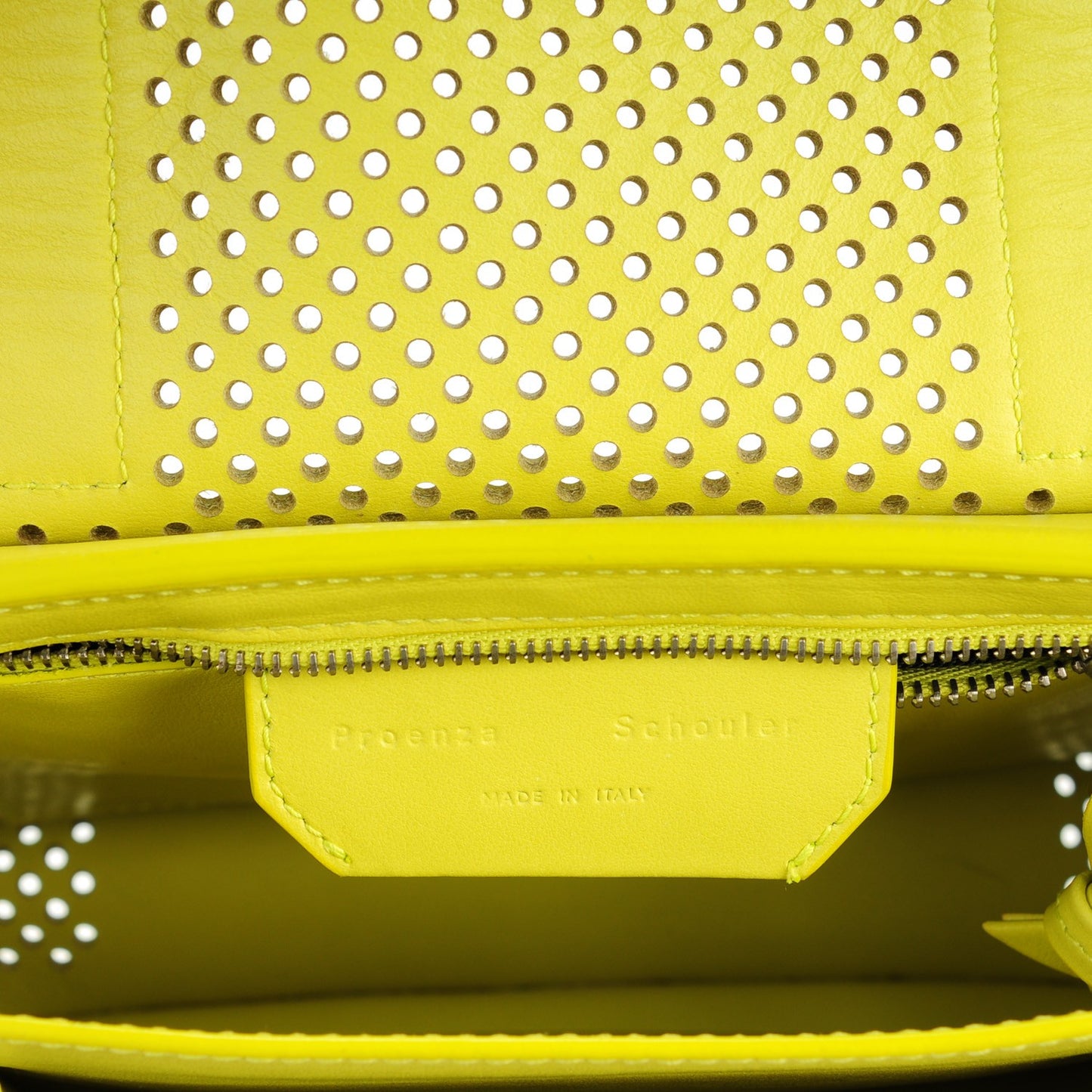Lambskin Perforated PS1 Pouch Messenger Sulphur