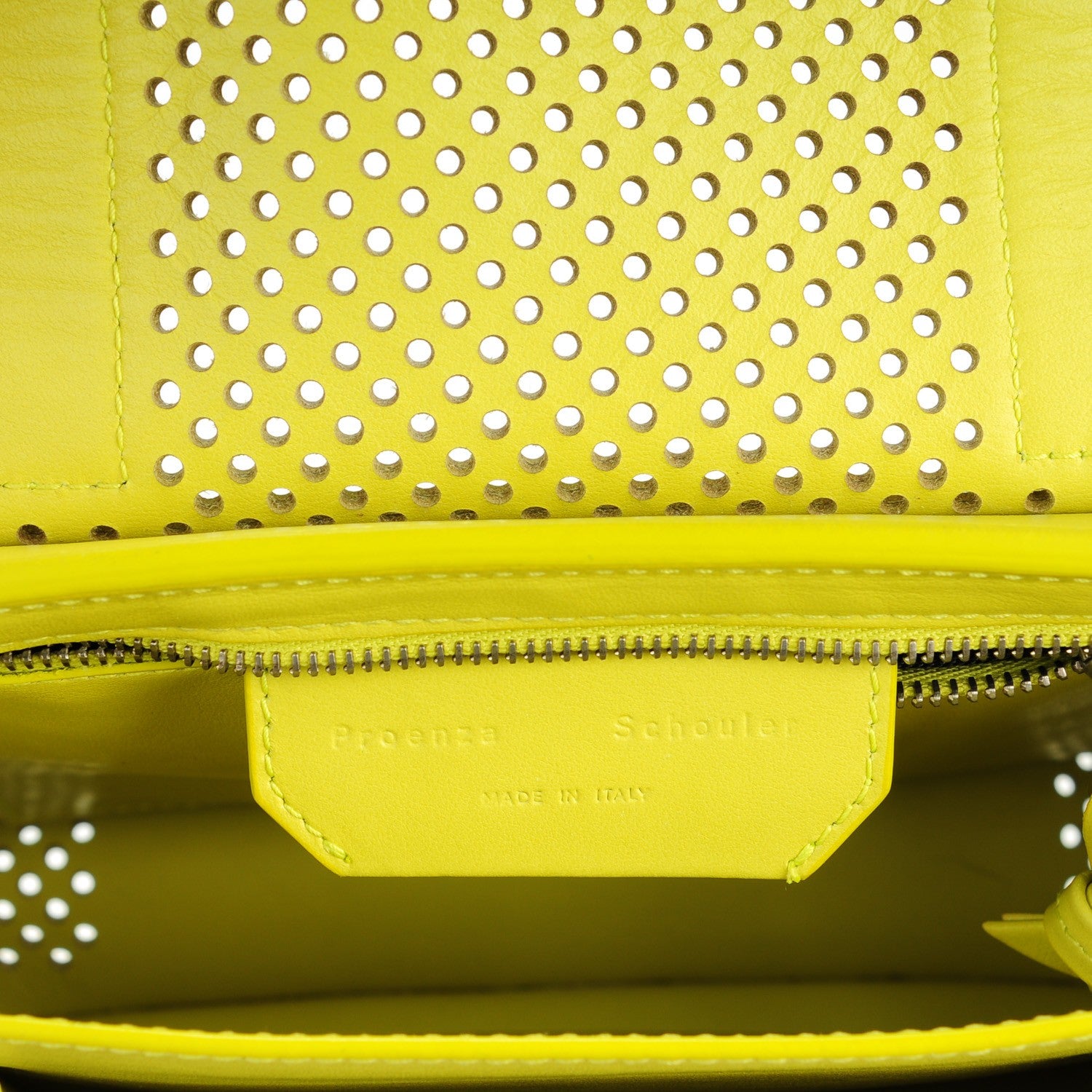 Proenza Schouler Lambskin Perforated PS1 Pouch Messenger Sulphur 8 of 9