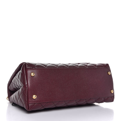 Chanel Caviar Elaphe Quilted Small Coco Handle Flap Burgundy 5 of 9