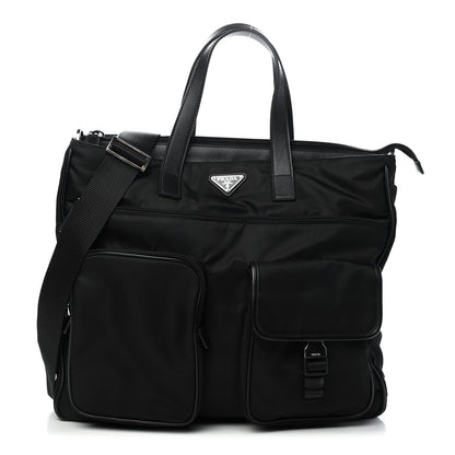 Prada Nylon Saffiano Front Pocket Tote Black 1 of 8
