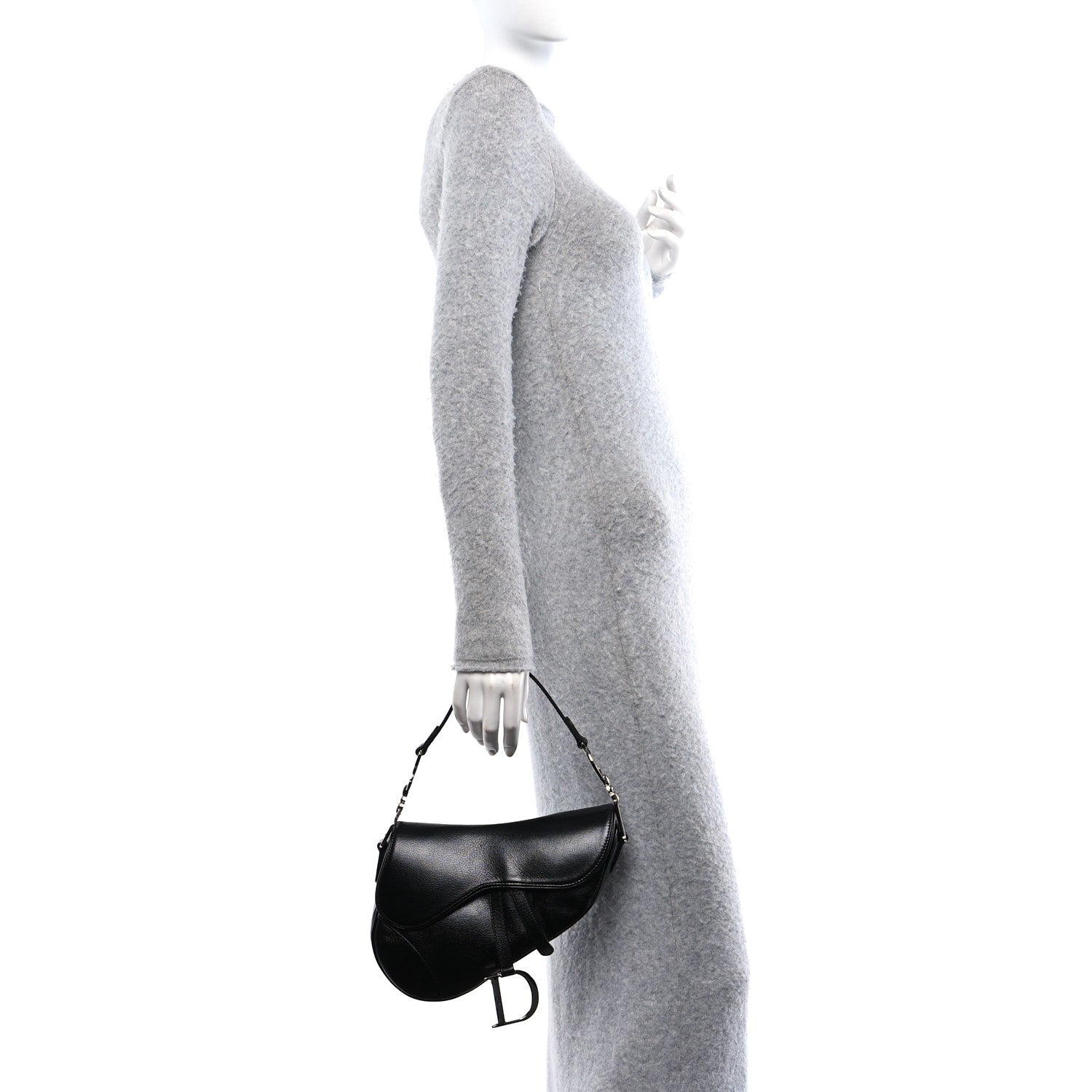 Christian Dior Shiny Goatskin Saddle Bag Black 2 of 10