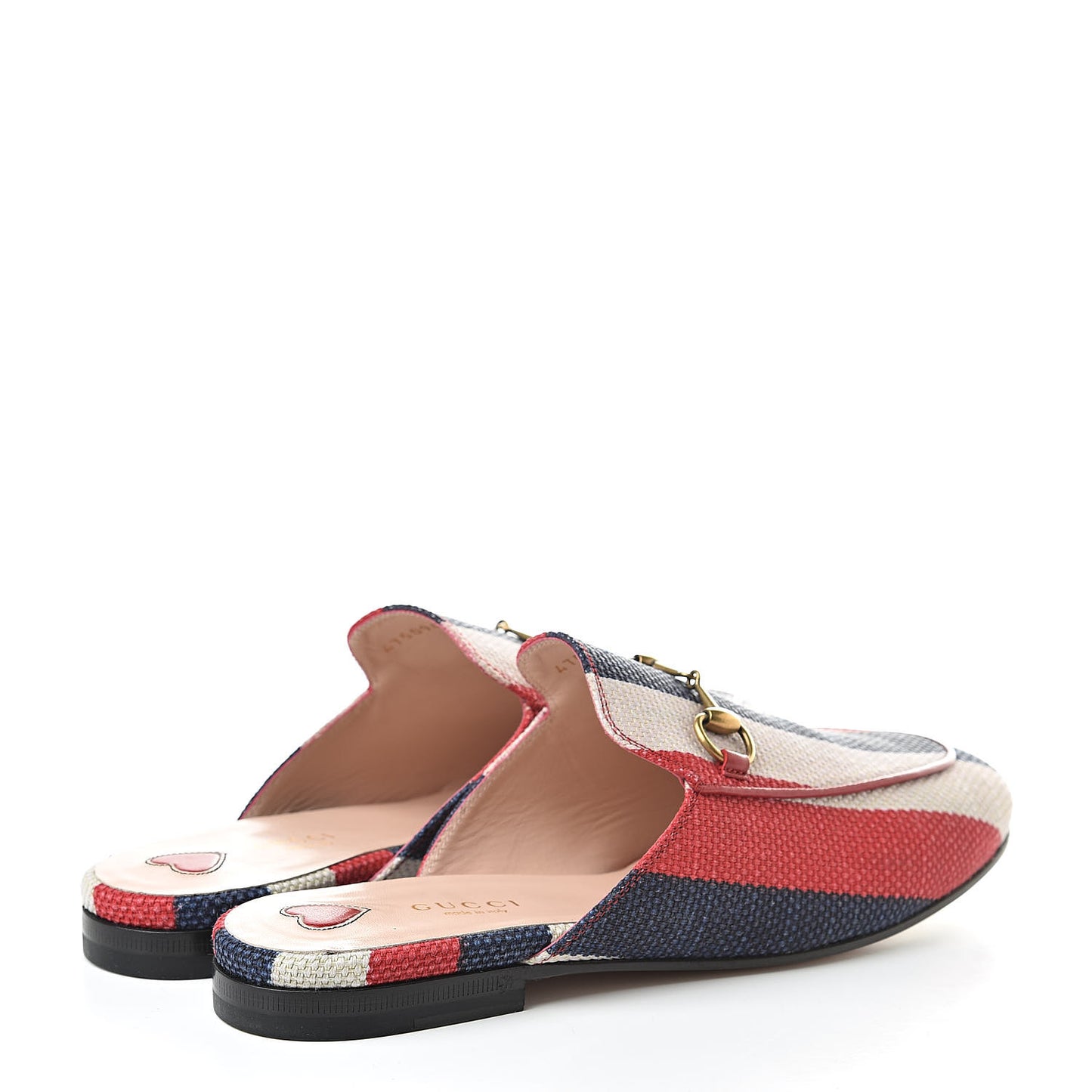 Canvas Sylvie Stripe Womens Princetown Slippers 38 Mystic White Hibiscus Red Maritime