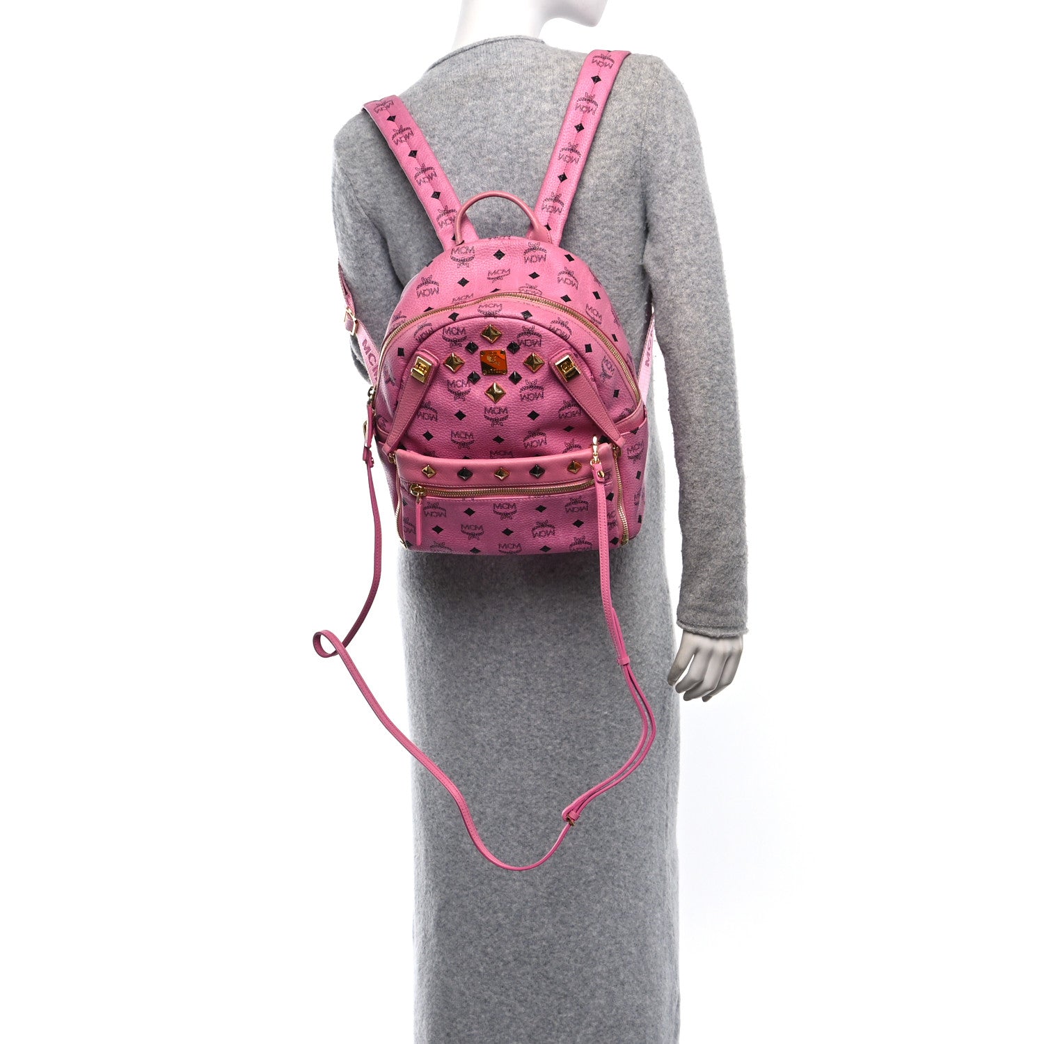 MCM Visetos Studded Small Dual Stark Backpack Pink 2 of 14