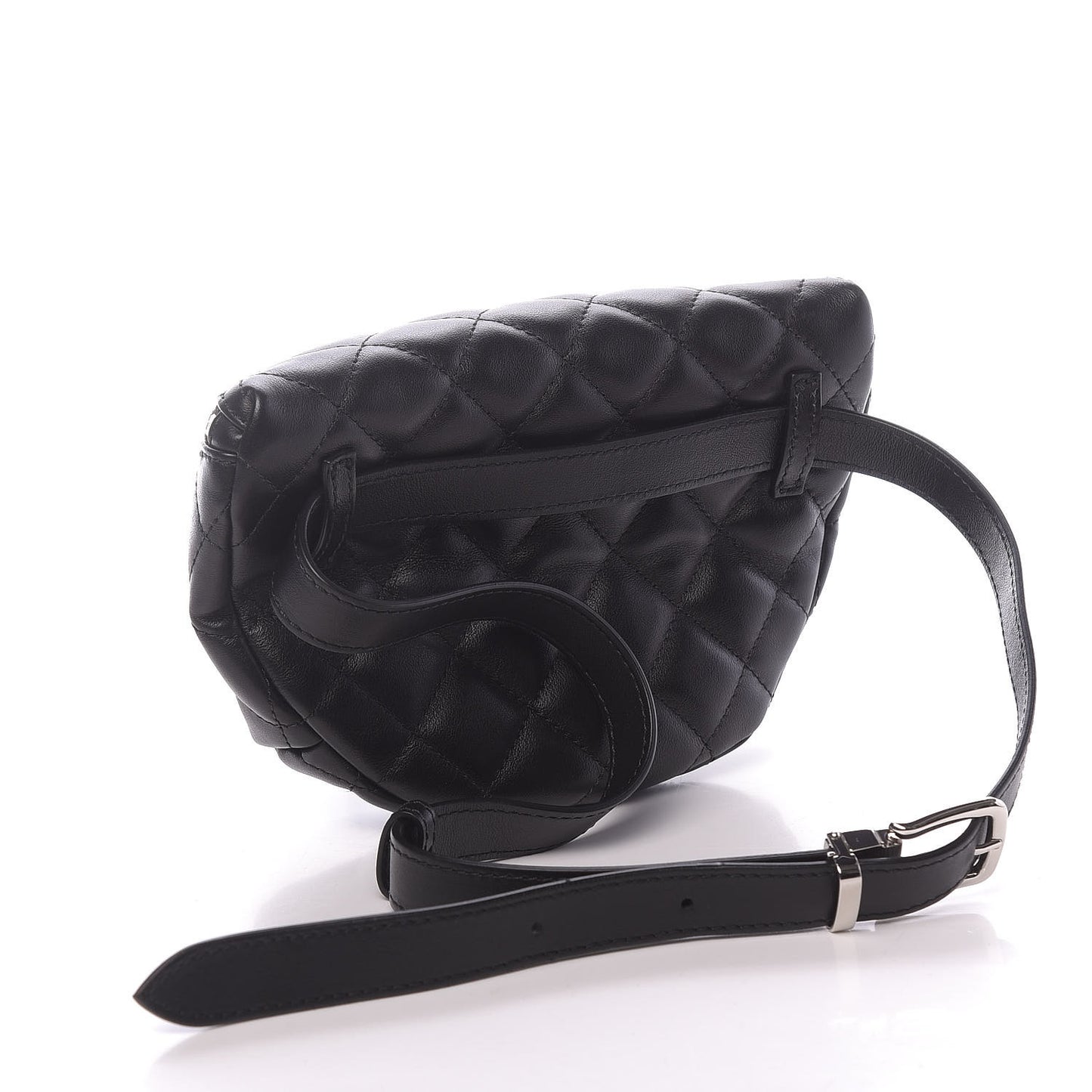 Lambskin Quilted Waist Belt Bag Black