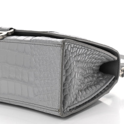 Balenciaga Shiny Calfskin Crocodile Embossed Medium Hourglass Top Handle Bag Balenciaga Grey 9 of 17