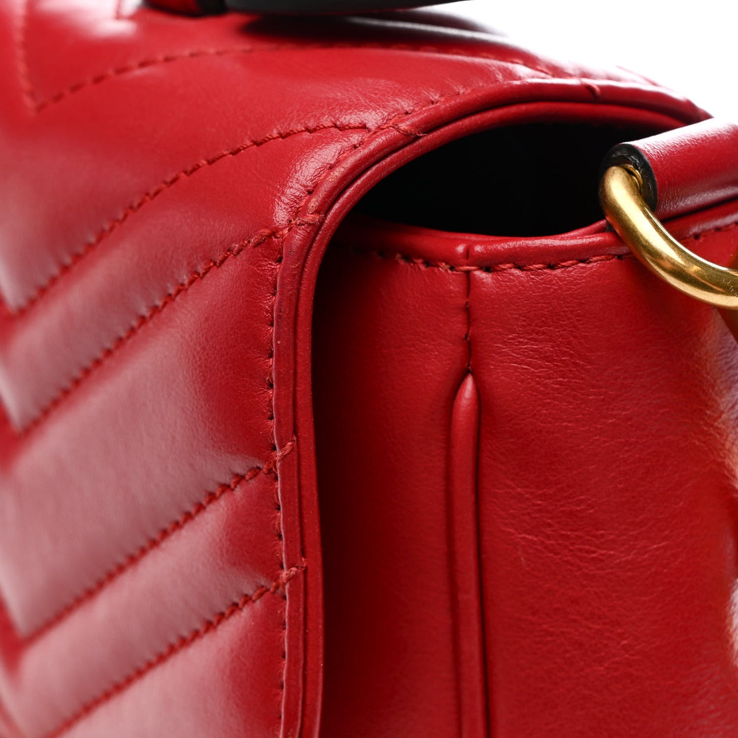 Calfskin Matelasse Small GG Marmont Top Handle Shoulder Bag Hibiscus Red