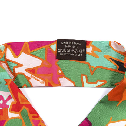 Hermes Silk Graff Graffiti Twilly Fuchsia Orange Vert 2 of 3