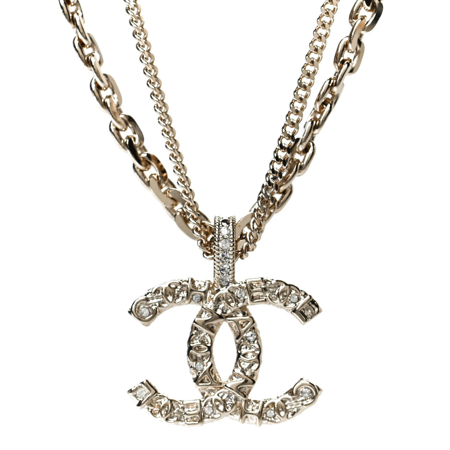 Crystal CC Multi Strand Chain Necklace Gold