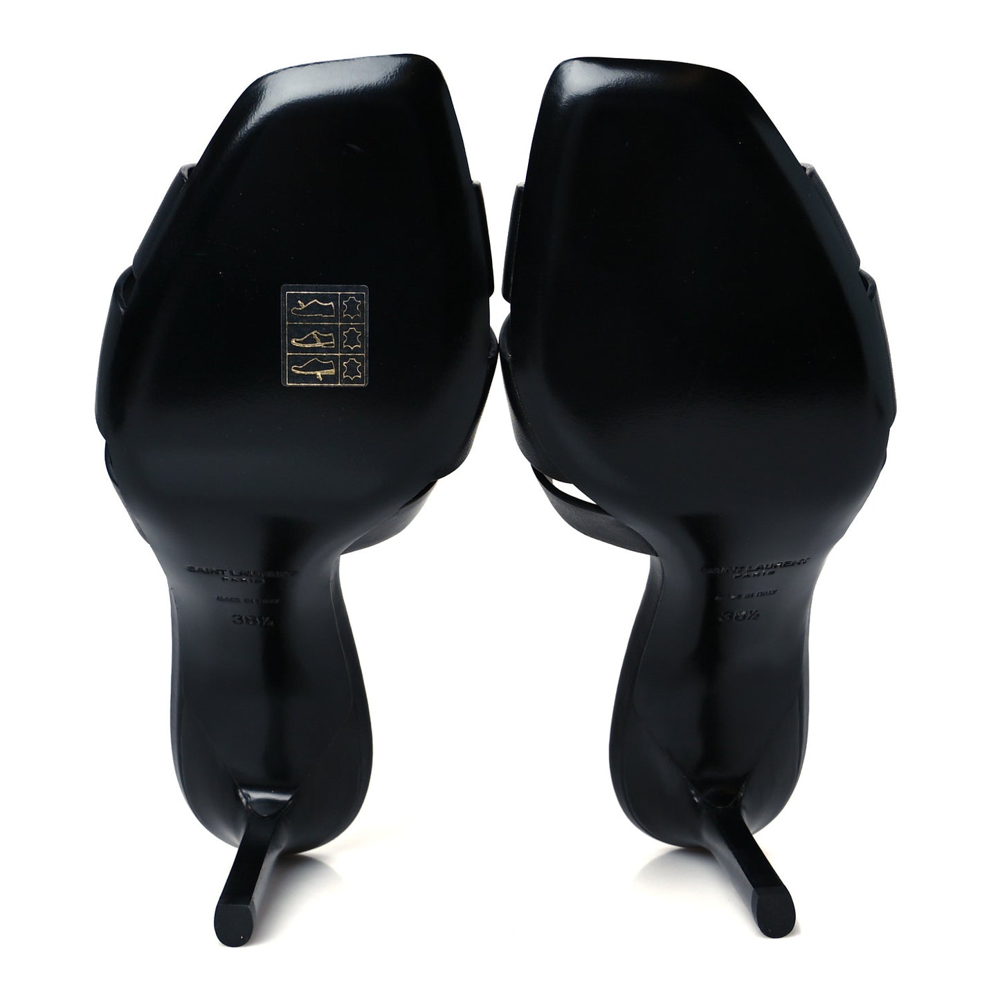 Calfskin Tribute 85 Slide Sandals 38.5 Black