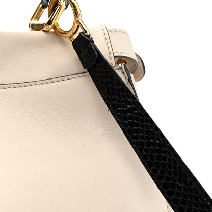Fendi Vitello Seta Snakeskin Monster Eyes Medium Peekaboo Iconic Satchel  Amido Sand Black 57 of 57
