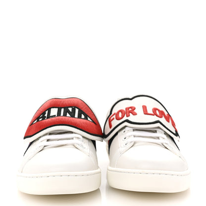 Gucci Calfskin Ayers Blind For Love Embroidered Womens Ace Sneakers 36.5 White 3 of 9
