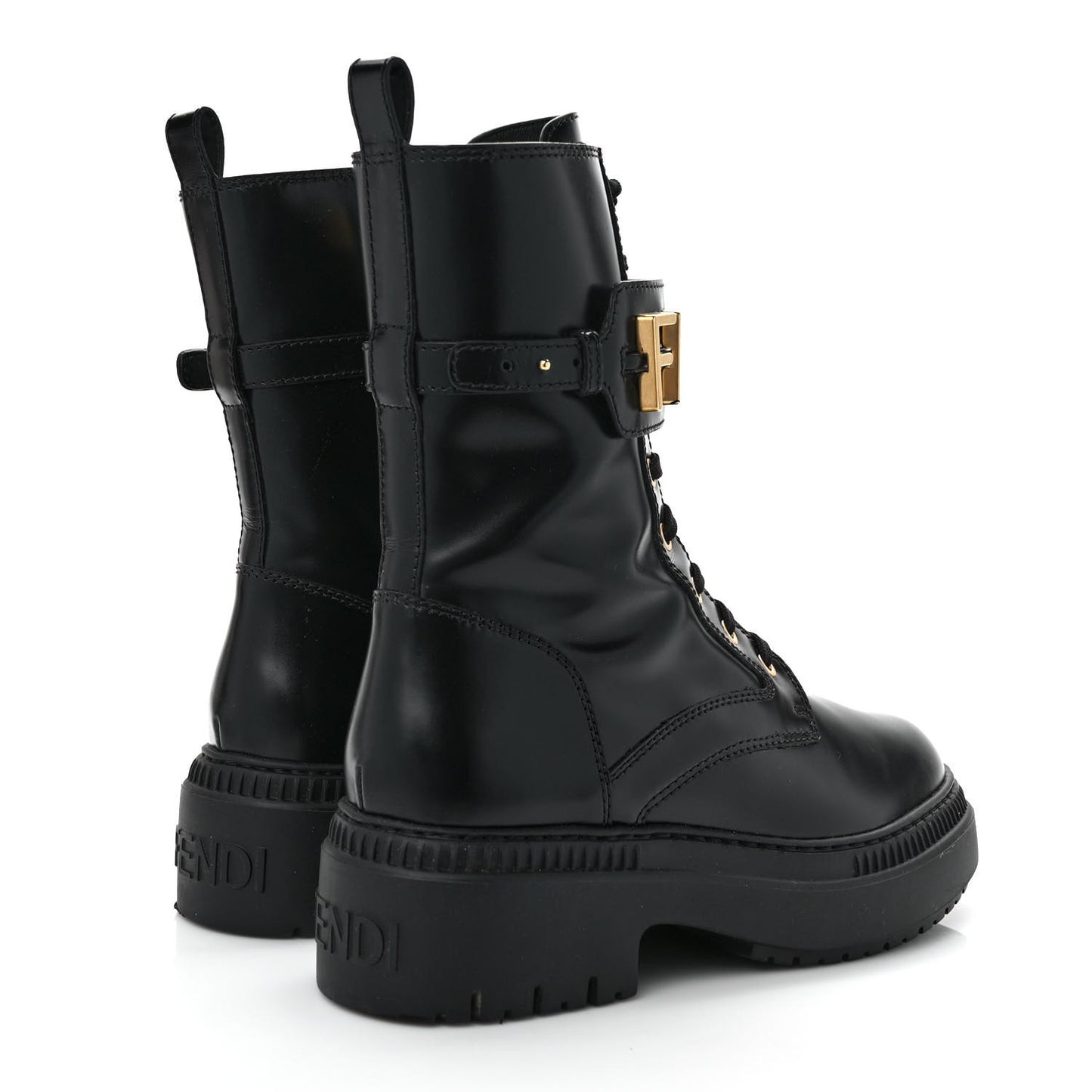 Vitello Abrasivato Fendigraphy 50mm Biker Boots 39 Black