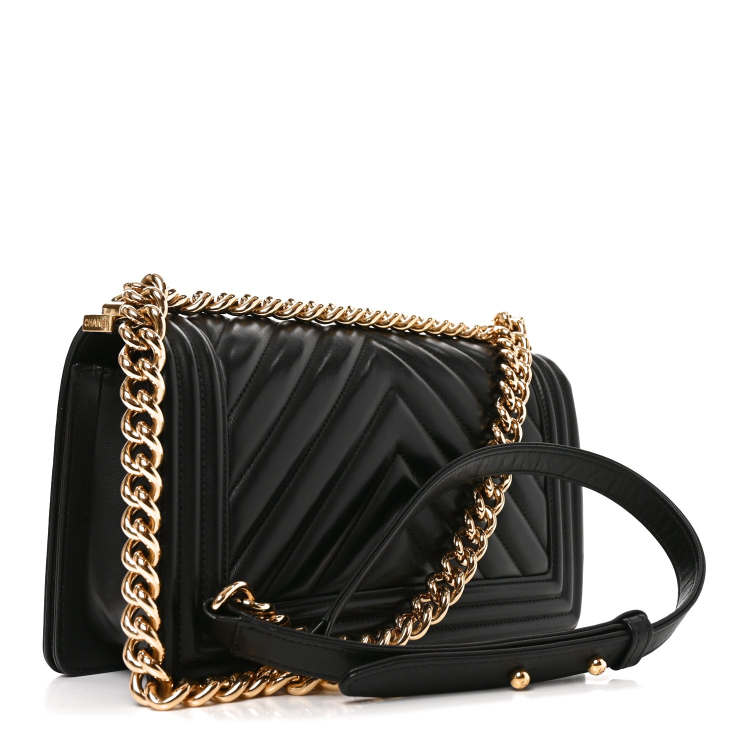 Chanel Lambskin Chevron Quilted Medium Boy Flap Black 3 of 10
