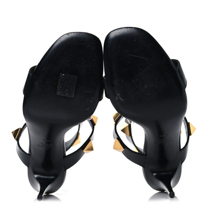 Valentino Garavani Nappa Roman Stud T-Strap 100mm Sandals 39.5 Black 6 of 8