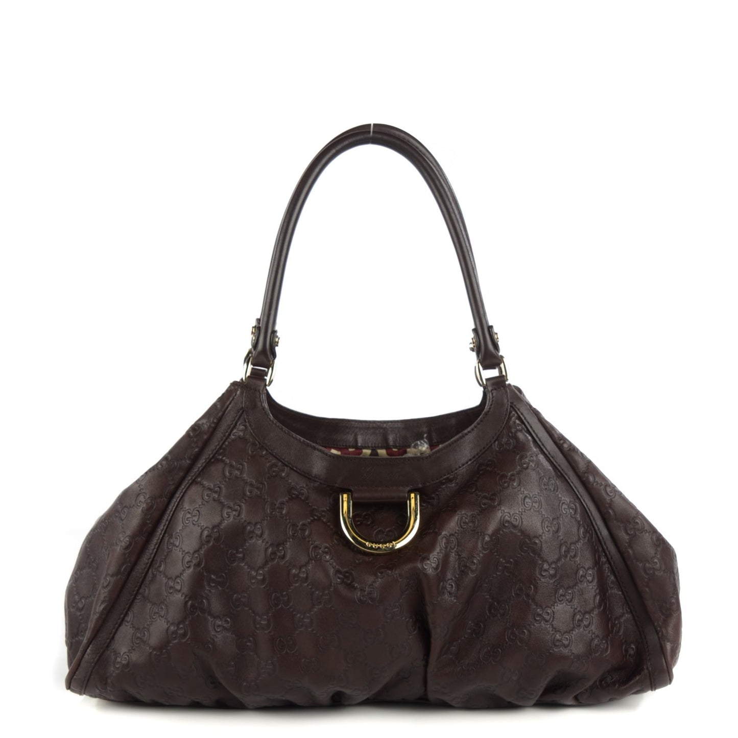 Guccissima Large D Gold Shoulder Bag Chocolate