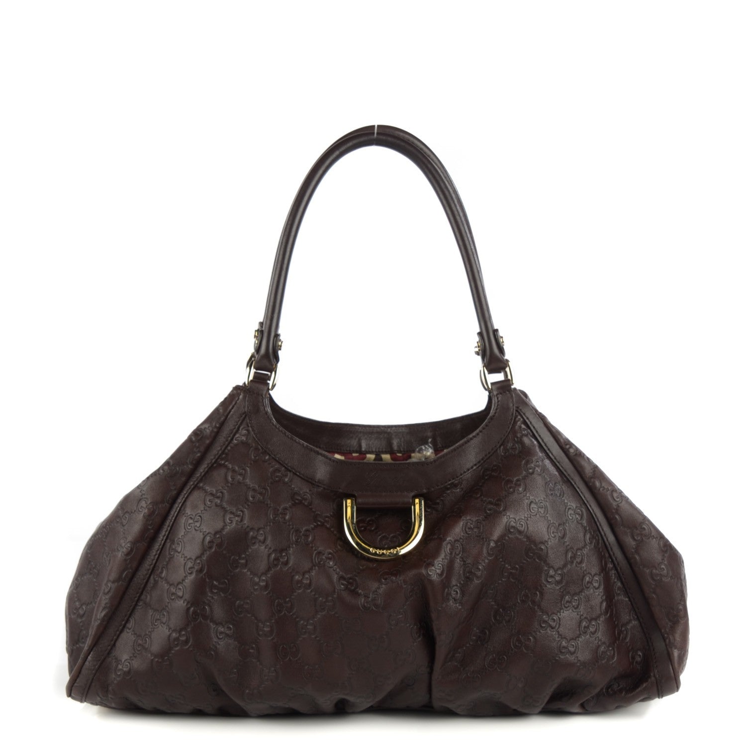 Gucci Guccissima Large D Gold Shoulder Bag Chocolate 1 of 7