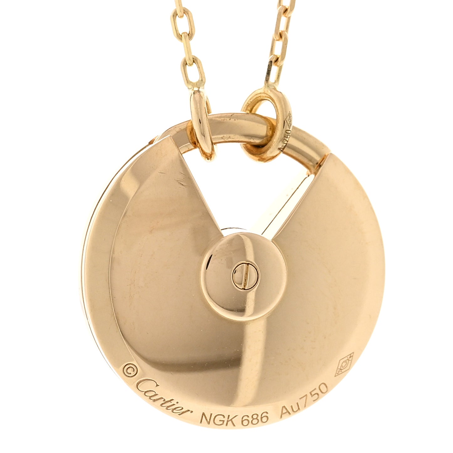 18K Yellow Gold Diamond Mother of Pearl SM Amulette de Cartier Pendant Necklace