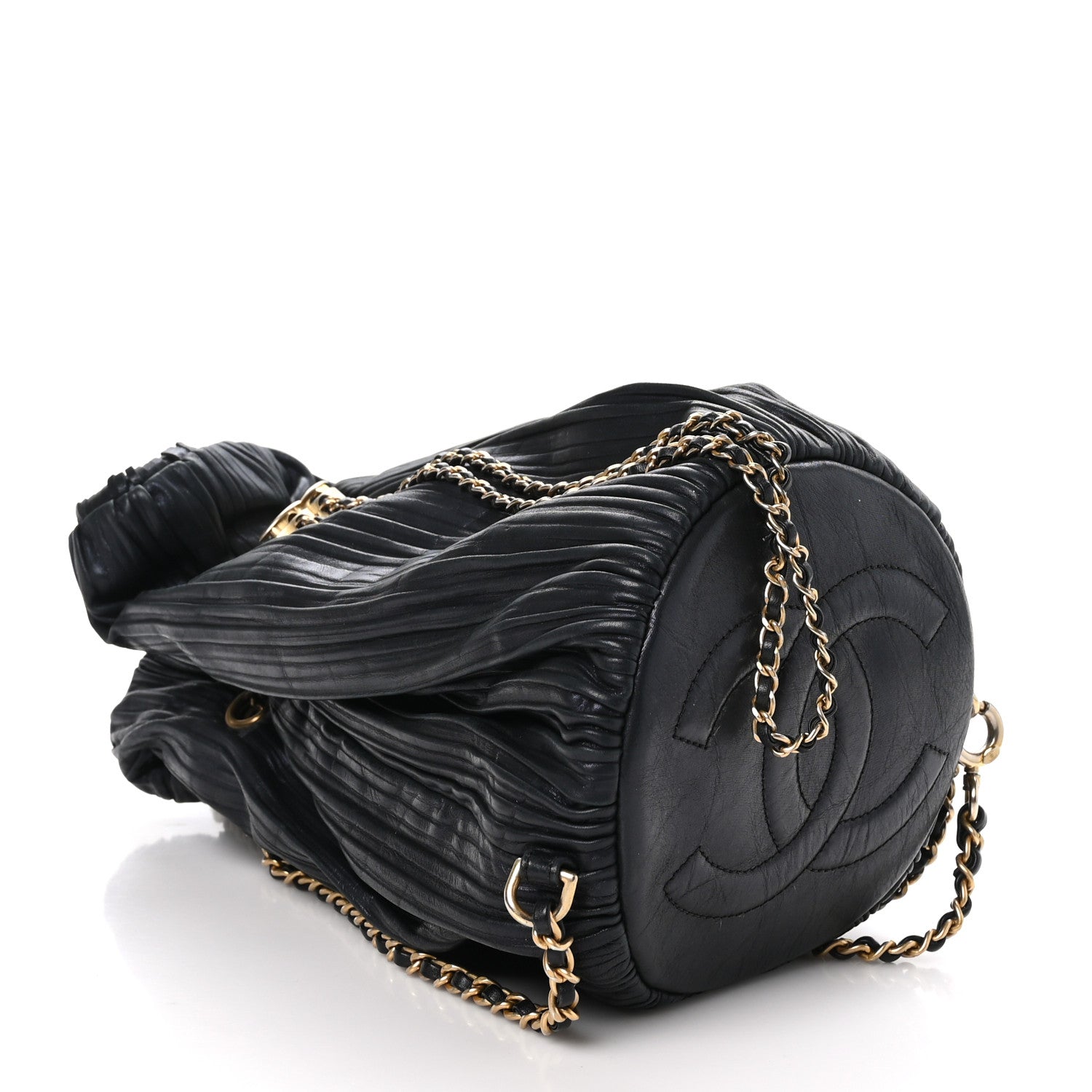 Chanel Iridescent Crumpled Calfskin Small Coco Pleats Backpack Black 4 of 10