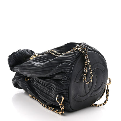 Chanel Iridescent Crumpled Calfskin Small Coco Pleats Backpack Black 4 of 10