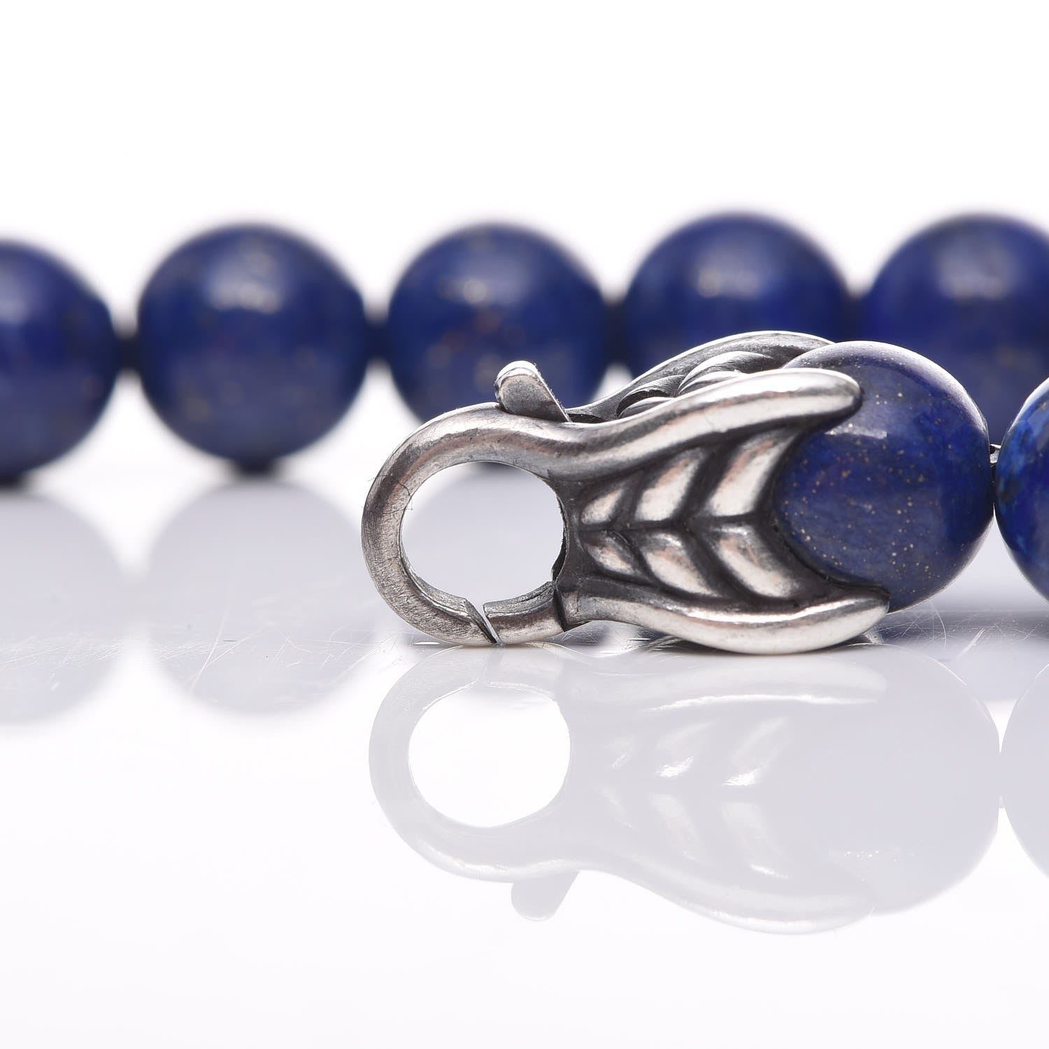 David Yurman Sterling Silver Lapis Lazuli 8mm Spiritual Beads Bracelet 6 of 8