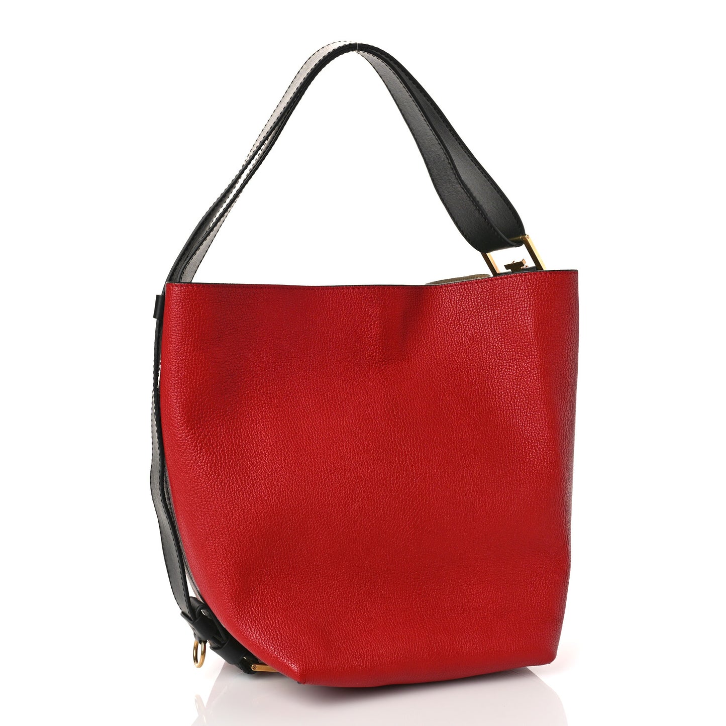 Grained Calfskin GV Bucket Bag Bright Red