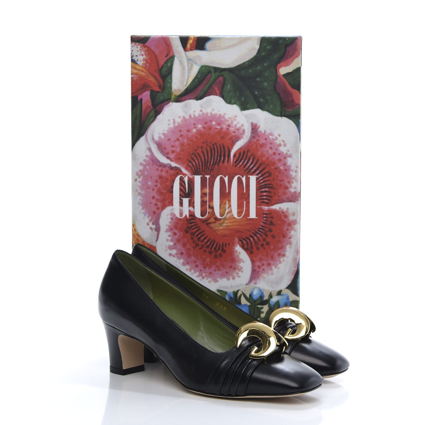 Malaga Kid Half Moon GG Square Toe Pumps 35 Black